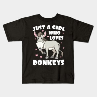 Farmer Girl Loves Donkey Kids T-Shirt